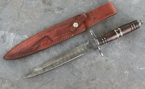 15” Dagger Double Edge Spear Point Sharp Leather Sheath Carbon Steel Hilt Spike - Picture 1 of 5