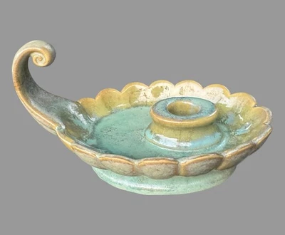 Vintage Fulper Art Pottery Handled Chamberstick Candlestick As Is - Image 1 of 4