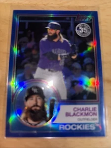 2018 Topps Chrome 1983 rifrattore blu Charlie Blackmon 97/150 Colorado Rockies - Foto 1 di 2