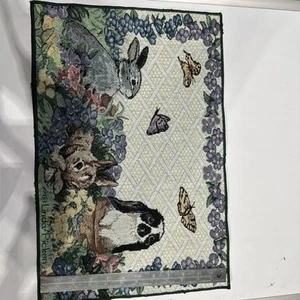 Linda Picken Ostern Tischsets Gobelin Hasen/Schmetterlinge und Blumen (2) - Bild 1 von 11