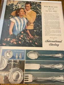 Vintage 1948 International Sterling Silverware Wild Rose Pattern ad - Picture 1 of 1