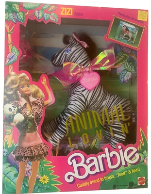 Animal Loving Barbie ZIZI The Zebra Zoo Animal Plush Mattel Vintage Hong Kong - Image 1 of 4