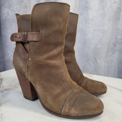 $495 Rag & Bone HARROW Puntera Gruesa Tacón Bloque Botines Talla 40/10 Marrón Foto 1 de 4