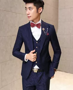 Men’s Fashion Wedding Blazer Tuxedo Suits (Include Vest, Pants and Accessories) - Picture 1 of 3