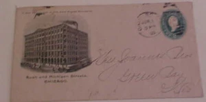 US #U 313 ARCHTECTURE AD CHICAGO 1898.BACKSTAMPED GREEN BAY WISC. - Picture 1 of 1