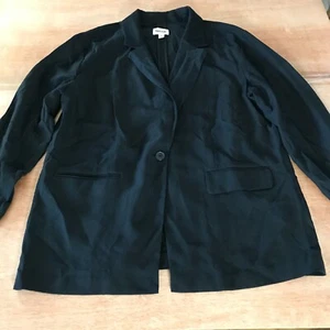 Open Edit Blazer Women XL Black Pocket Long Sleeve Oversized Notched Label Chic - Picture 1 of 13