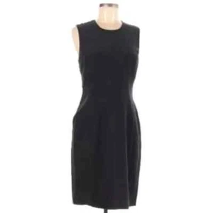 Andrew Marc Tank Dress Women Size 6 Black Round Neck Round Neck Knee Length Silk - Picture 1 of 5