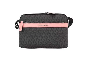 Michael Kors Cooper Small Black Pink Signature PVC Utility Crossbody Bag - Picture 1 of 3