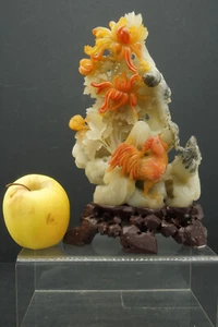 Antique China 1920 Steatite Sculpture, Vintage Carved Chinese Soapstone - Picture 1 of 19