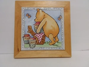 Disney Winnie the Pooh Tile Trivet With Wood Frame Square Wall Decor A2 - Picture 1 of 4