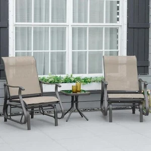 Gliding Rocking Chairs Bistro Tea Table Garden 2-Person Swing Seat Patio - Picture 1 of 21