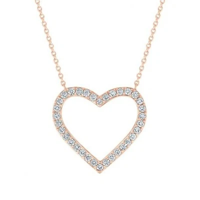 0.50Ct Lab-Created Moissanite 14K Rosa Placcato Oro Cuore Aperto Collana - Immagine 1 di 3