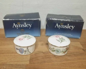 2 x Aynsley Wild Tudor Beautiful Fine Bone China Pill Box With Box - Picture 1 of 2