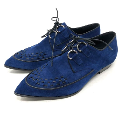 Zapatos Derby Burberry Puntera Tejida Gamuza Mujer 6.5 36.5 Azul Bruja Cachicho Foto 1 de 4