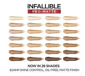 L'oreal Paris Infallible Pro-Matte 24Hr Foundation, You Choose - Picture 1 of 28