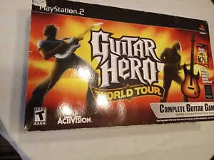 Playstation 2 Guitar Hero World Tour Juego de Guitarra Completo Rojo Octano Todo Nuevo - Imagen 1 de 24
