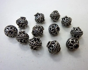 Sterling silver Bali beads handmade 9x8mm jewellery making bracelet earrings - Picture 1 of 8