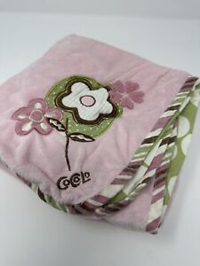 CoCalo Baby Soft Fleece Reversible Cotton Blanket Pink Green Dots  36" x 30"  B1