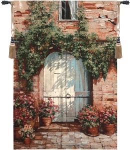 Wooden Doorway Woven Art in USA Decor Wall Hanging Cotton Tapestry - Picture 1 of 1