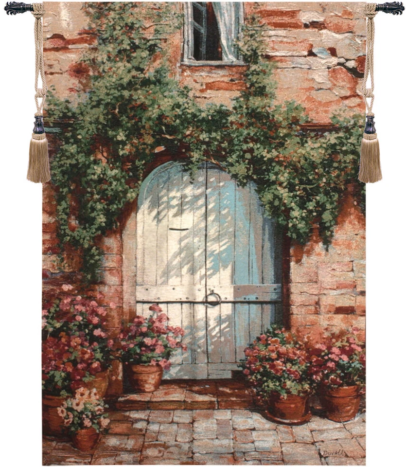 Wooden Doorway Woven Art in USA Decor Wall Hanging Cotton Tapestry - Image 1 of 1