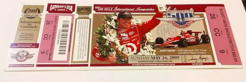 2009 Indianapolis Indy 500 Full Unused Ticket Stub Helio Castroneves Scott Dixon Cover