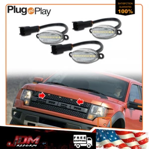 3pcs Clear Amber LED Front Grille Running Lights For 2010-2014 Ford F150 Raptor - Picture 1 of 10