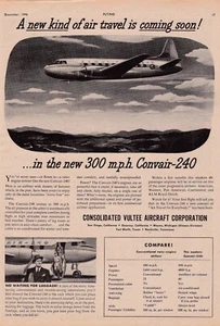 Anuncio de avión consolidado Convair-240 1946 9/1/2024a - Imagen 1 de 1