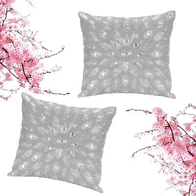 Funda de almohada decorativa con cuentas a mano -12x12 pulgadas - almohada tejida a mano plateada Han... Foto 1 de 4