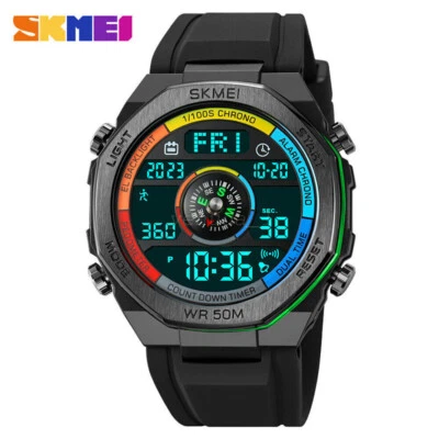 SKMEI Men Sport Watch Compass Pedometer Calories Boys Watches Digital Wristwatch - image 1 of 4