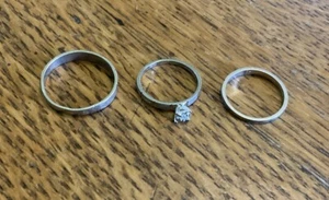 Diamantring & seine 10,5" und ihre 6,5" Ehering Ring Set 10K Gelbgold - Bild 1 von 6