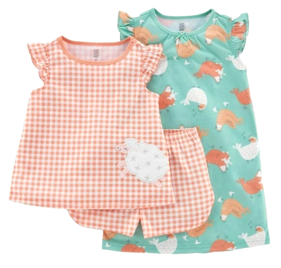 Nuevo pijama Carter's Just One You para niñas pequeñas 3 piezas animales de granja - TALLA 4T Foto 1 de 1