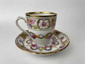 Vintage Schumann Arzberg Bavaria Germany Dresden Flowers Demitasse Cup & Saucer - Picture 1 of 8