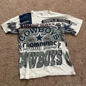 1993 Dallas Cowboys Super Bowl Magic Johnson Shirt  Double Sided Medium Vintage - Picture 1 of 13