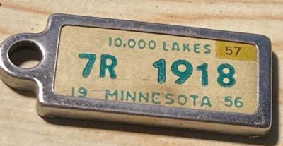 7R 1918 Mn 1956 Disabled American Veteran DAV Mini License Plate Mn Key Chain - Image 1 of 4