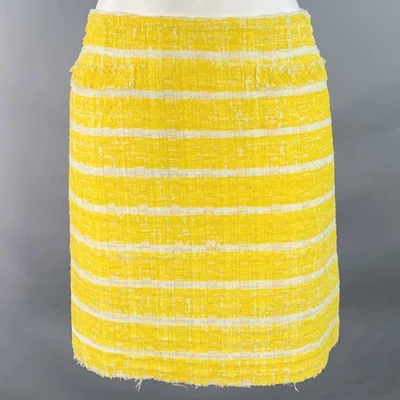 MARC JACOBS Talla 2 Amarillo Blanco Bouclé Rayas Dos Bolsillos Minifalda - Imagen 1 de 4