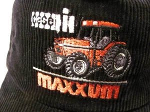 Case IH Maxxum Hat Mens Black Corduroy Vtg 1990 Adjustable Tractor Farm Cap USA - Picture 1 of 11