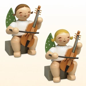 Wendt & Kühn Engel mit Viola da Gamba sitzend blond/braun Erzgebirge neu 2025 - Bild 1 von 6
