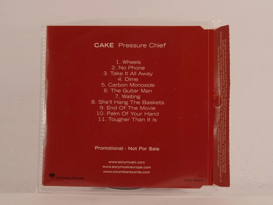 CAKE PRESSURE CHIEF (495) 11 Track Promo CD Album including Picture Sleeve COLUM - Image 1 of 4