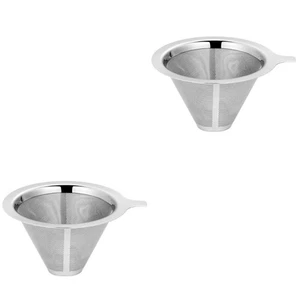 Juego de 2 filtros de café de malla de acero inoxidable cesta filtradora goteo manual - Imagen 1 de 12