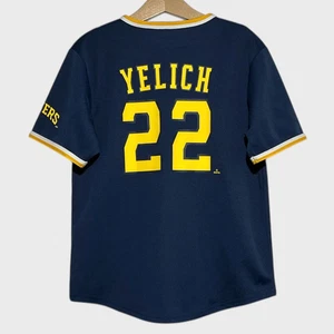 Christian Yelich Milwaukee Brewers Navy Blue MLB Baseball Jersey Youth Small YS - Picture 1 of 3
