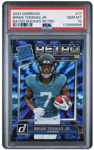 2024 PANINI DONRUSS BRIAN THOMAS JR. BLUE RATED ROOKIE RETRO #17 PSA 10 GEM MINT - Picture 1 of 2