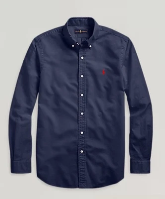 Garment-Dyed Oxford Shirt Big & Tall RL Navy Blue Button-down Collar. Size LT - Image 1 of 4