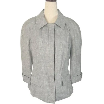 Chaqueta Blazer Brooks Brothers Mezcla Seda Lino Gris Talla 10 Media Manga Luz A Presión Foto 1 de 4