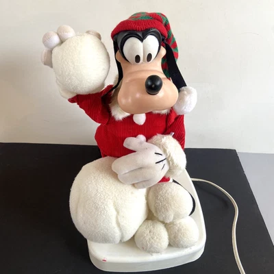 Vtg Disney Santa’s Best 17” Goofy Throwing Snowball Mickey Plug In Animated VIDE - Image 1 of 4