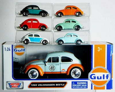 Motor Max -1966 VW Beetle Scale 1:24 & MB '62 VW Beetle- Loose W/Small PVC Cases - Image 1 of 4