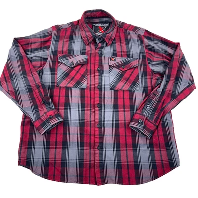 Milwaukee Leather Flannel Shirt Men XL Red Black Plaid Button UpWork Wear Camp - Image 1 of 4