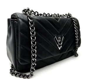 VALENTINO ORLANDI Black Quilted Designer Bag Purse Gunmetal Chain Strap $279 NWT - Picture 1 of 8