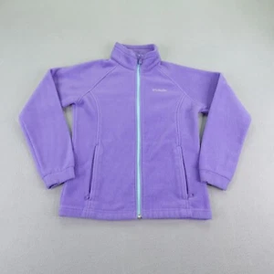 Columbia Jacket Girls Large Purple Fleece Full Zip Coat Sweater Fuzzy Kids - Picture 1 of 12