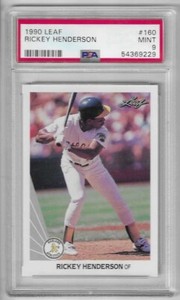 1990 Leaf Rickey Henderson #160 PSA 9 Mint Baseball Card.