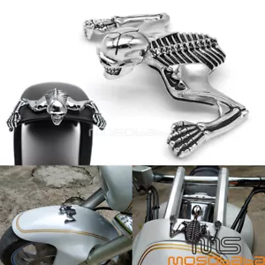 Universal Fender , 7'' Headlight Visor Skull Ornament Trim For Harley Motorcycle - Foto 1 di 9